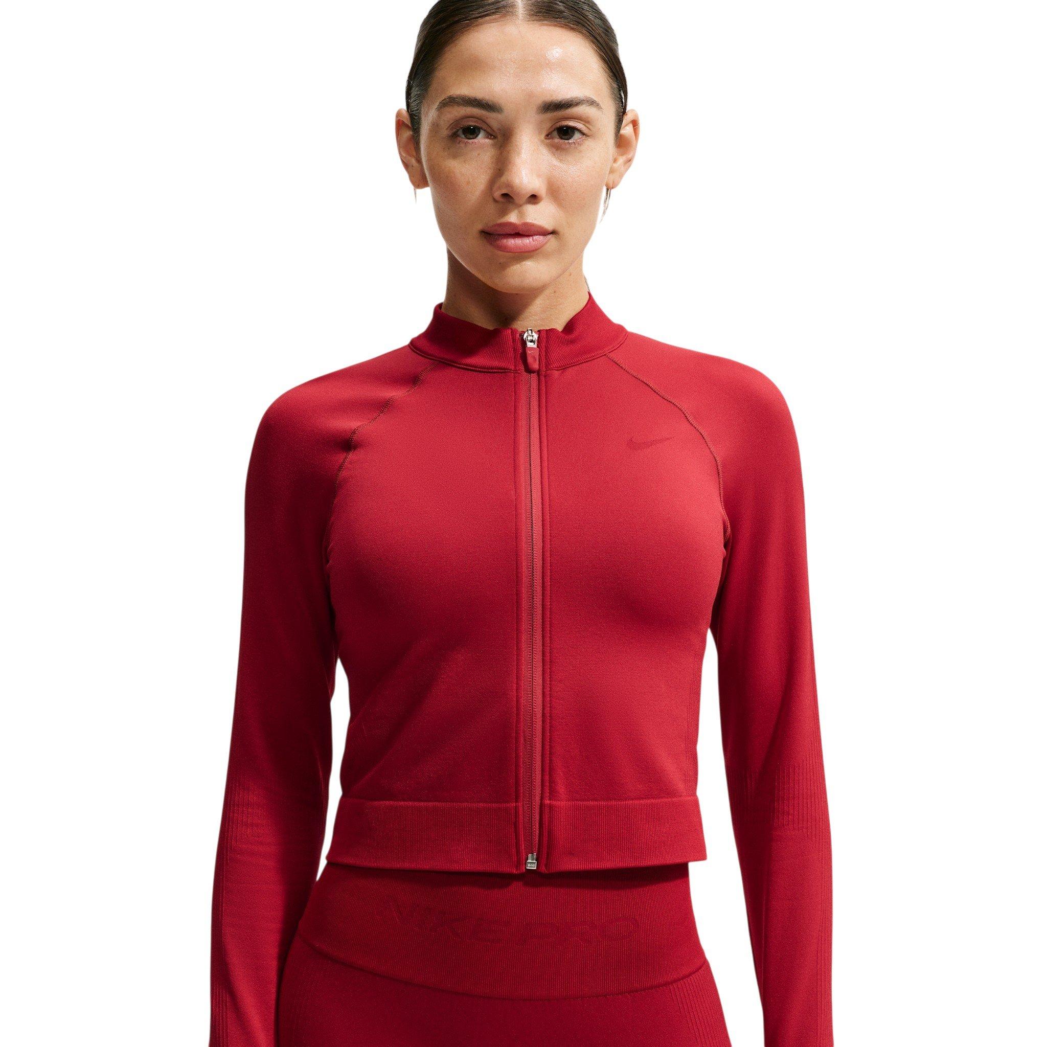 Nike Women's Pro Seamless Full-Zip Training Top - Red - RED